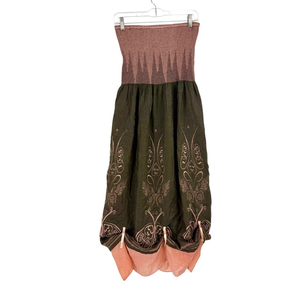 Anthropologie Lapis Pink Boho Convertible Reversible Tube Dress Maxi Skirt OS